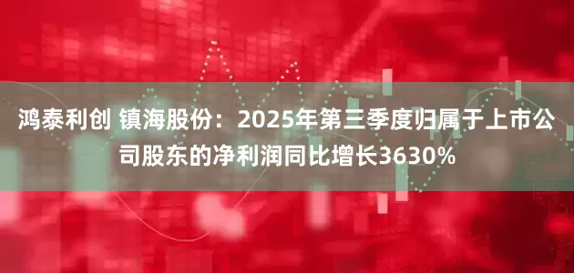 鸿泰利创 镇海股份：2025年第三季度归属于上市公司股东的净利润同比增长3630%
